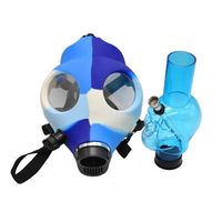 Gas Mask Silicone Pipe with Acrylic Smoking Bong Solid Camo Colors Creative Design Dabber for Dry Herb Concentrate Cosplay a07 a46