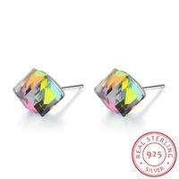 Stud Lekani Originele Crystal van Piercing Oorbellen Voor Vrouwen 925 Sterling Zilver Kubus Earring Sieraden Geschenken Groothandel1