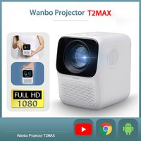 EU Stock WANBO T2 MAX LCD Proyector HD Entrada de HD 1080P Corrección de piedras clave verticales Todas las lentes de vidrio Proyector portátil