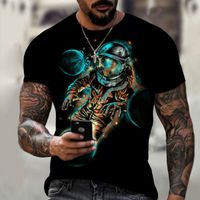 Erkek T-Shirt Yaz Moda erkek Yüksek Kaliteli Gevşek Komik Tasarım Astronot Baskı Serin Gömlek 3D Gömlek Slim Fit