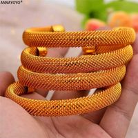 4pcs Set 24K Dubai Gold Color Cuff Bangle For Women Ethiopian Jewelry bracelets African wedding jewelry For Bangles Party gifts 220121