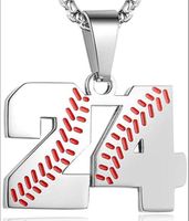 Titanium Sport Accessoires Baseball Jersey Nummer Ketting Roestvrij staal Charms Stitching