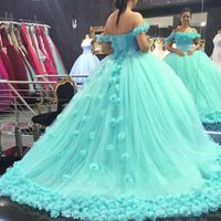 Mint Green Quinceanera Dresses Princess Off The Shoulder Prom Dress Sweet 16 Ball Gowns Formal Special Occasion Evening Party Dress