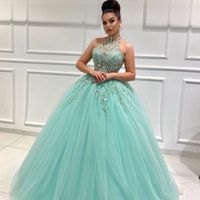 Arabia Retro Quinceanera Dresses Lace Crystals Tulle Prom Gowns Customise Vintage Sequin Sweet 15 Masquerade Dress