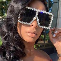 2021 Square Colorful Eyewear Rhintone Luxury Diamond Oversized Big Frame Sunglass Women