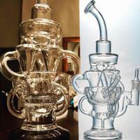 Clear Glass Bong Recycler Hookahs Glass Water Pipes Triple C...