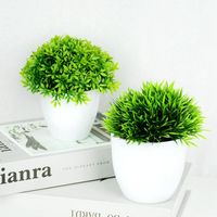 Decorative Flowers & Wreaths Artificial Plants Potted Green Bonsai Small Tree Grass Pot Ornament Fake For Home Garden Decoration Wedding Par