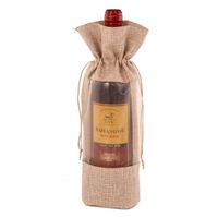 Natural juta Wine serapilheira Bottle Bag Janela Champagne embalagem de presente Saco Para Convidado da festa Decoração 14x30cm SN1923