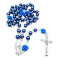 6mm Rosary Pearl Rosary Halsband Kors Kristiga Katolska Smycken