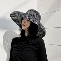 Creative Summer Black Sun Protección Sombreros Personalidad Hueco Amplio Sombrero Sombrero Al Aire Libre Playa Casual Sombreros Para Lady