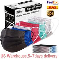 US Waewhouse DHL Disposable Gezichtsmasker 3 Lagen Stofdichte Gezichts Beschermende Cover Maskers Anti-Dust Wegwerp Salon Earloop Mouth Mask Party Masks