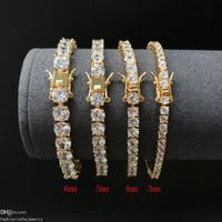 Moda Tennis Designer Pulsera de joyería de lujo de diamantes Regalo 3 4 5 6 mm 7 8 pulgadas Moissanite Pulseras de oro blanco Diamantes reales de las pulseras al por mayor para mujeres a granel