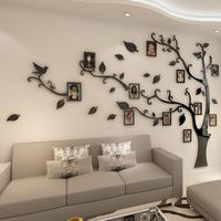 3D Acrylique Tree photo Cadre mural autocollants Crystal Mirror Stickers Coller sur le fond du téléviseur DIY DÉCOR DIY