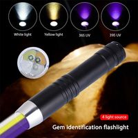 Ultra Violet Light 8W White+Yellow+365nm+395nm UV LED Flashlight Pet Urine Stains Detector Gemstone Identification+18650+charger 220110