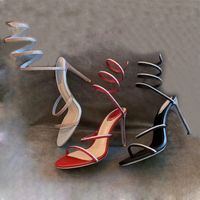 Cleo Crystals Украшенные Прекрасные каблуки Сандалии 95 мм Горный Хрусталь Розовые Гульсы Вечерняя Обувь Женщины Высокий каблук Роскошные Дизайнеры Обувь Обувь Обувь Обувь Обувь Обувь