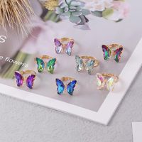 Anillos de racimo Polychrome Crystal Butterfly Anillo de Moda Temperamento Dulce Romántico Joyería Mujer Niña Regalo de boda