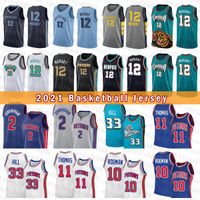 Memphi Grizzlie Detroits Piston Basketball Jersey 33 11 10 Ja Morant Cade Cunningham 2021 2022 New 12 2 Grant Hill Isiah Thomas Dennis Rodman Silver