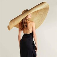 Breite Krempe Hüte Sommer für Frauenkappe Große Sonnenhut Strand Anti-UV-Schutz Faltbare Strohbezug Chapeu Feminino Sombrero Mujer1