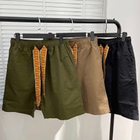 Pantalones cortos para hombres 21ss Kapital Vintage Hirata Ohong Tigresa de algodón Elástico cordón corto pantalones cortos sólidos Pantalones casuales
