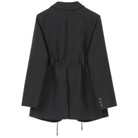 [EAM] Kadınlar Siyah Bandaj Bölünmüş Büyük Boyut Blazer Yeni Yaka Uzun Kollu Gevşek Fit Ceket Moda Tide İlkbahar Sonbahar 1S348 201110