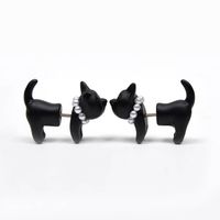Impalement svart stereoskopisk 3d söt katt stud handgjorda örhängen för kvinnor härligt pärla piercing öra