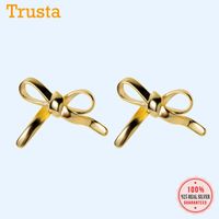 Stud Trustdavis Original 100% 925 Sterling Silber Nette Bowknot Ohrringe für Frauen Modeschmuck Großhandel Da4151