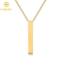 Anhänger Halsketten Fine4U N446 Einfache Bar Halskette Edelstahl Langkette Für Frauen Zierlich Minimalistische Schmuck
