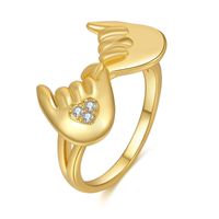 18K Золотое кольцо Циркона Мама Любовь Руконое кольцо для женщин