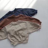 FM INS Kore Tarzı Yeni Çocuklar Küçük Erkek Kız Puf Kollu Tişörtü Uzun Kollu Kış Pamuk Unisex Çocuk Bountique Giyim Tops