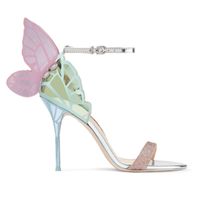 pompe recenti metallici ricamati in pelle sandali angelo ali sposa dell'involucro della caviglia scarpe farfalla tacchi alti sandali del vestito Sandali 1010