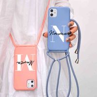 Custom Letters Name Rope Phone Case for Iphone 11 12 Pro Max 7 8 Plus x Xs Xr Brand New Original Liquid Silicone Initials Cover
