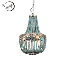 Pendant Lamps Modern Loft Vintage Blue Wooden Beads Lamp E27 Led Hanging Industrial Decor Lights For Living Room El Kitchen