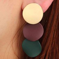 Round metal women's irregular geometric alloy earrings, girls' jewelry gifts, wholesale, 2021