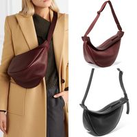 Coulisse 2022 Donna Slouchy Banana Crossbody Bag Lady Wine Red Black Color Should Sling Bags Zipper Half Moon PU in pelle petto