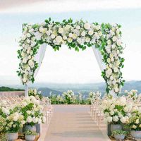 Gifts for women 1m road quoted artificial flowers line for wedding supply pink peony wall backdrop arrangement bow fake flowers DIY decoration Y211229
