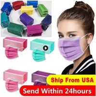 US stock Multi Colors Disposable Face Mask 3 Layers Dustproof Facial Protective Cover Masks Anti-Dust Salon Earloop Mouth Party Masks For kids adult C0112