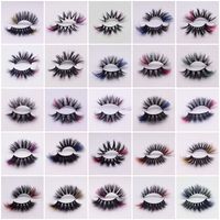 Colored 25mm 3D Mink Eyelashes 39 Styles Dramatic Fluffy Vol...