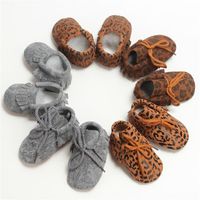 Lederen eerste wandelaars luipaard print baby schoenen veterschoenen baby mocassins jongens schoenen