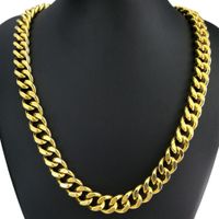 Leverans av kopparpläterad 18K True Gold Halsband, kedjebredd 9mm, Dubbelsidiga Herrhalsband Smycken Q0531