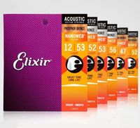 Elixir Acoustic Guitar Strings Music Wire Fosphor Bronze Shade 11002,11027,11052,16002,16027,16052,16021,12052,12002,12052 70 Pacchetti