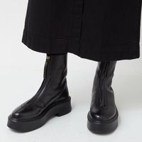 Brand Ankle Boots Натуральная кожа толстые подошвы мотоцикла сапоги женщин передний на молнии круглые носки зимние платформы сапоги женщины короткие ботас