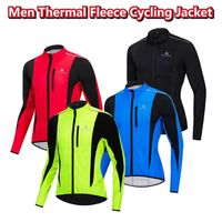 レーシングジャケット冬の熱フリースサイクリングコート防水防風反射メンズジャケット長袖MTBロードバイクの服