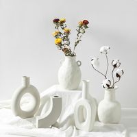Woondecoratie vaas Nordic stijl keramische vaas en bloempot Witte Ssmall bloempot Woondecoratie Groot medium en kleine vas LJ201222