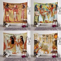 Yellow Ancient Egypt Tapestry Wall Hanging Old Culture Print...