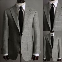 Moda Houndsthooth Erkekler Suits Custom Made Erkekler Ceket İki Düğme Smokin Feueed Yaka Blazer Iş Rahat Ceket