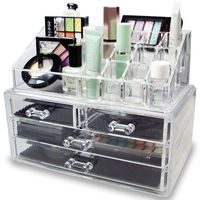 Gratis frakt Tillverkare Partihandel Multi-Check 4 Lådor Integrerad Acrylic Makeup Case Casmetics Organizer Transparent