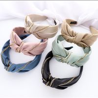 Knotted style classic lattice Retro headband Hair Accessories Plaid China-made girl headwear Color mixing 6 colors