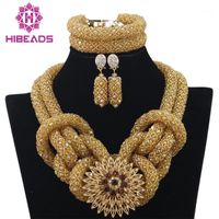 Earrings & Necklace Champagne Ladies Jewelry Set Selling Beads African Charming Design Handmade NCD070