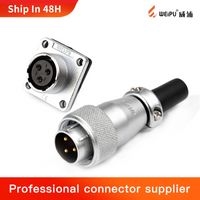 WEIPU WS16-TQ+Z female plug square flange mount receptacle cable aviation zinc male metal cable connector 2 3 4 5 7 9 10 pin with PVC sleeve