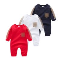 niños diseñador ropa mono mono chicas niños manga larga mangas a cuadros mameluco 100% algodón niños mansiones bebé ropa infantil bebé niña c